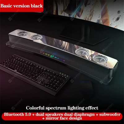 3600mAh Bluetooth Wireless Game Speaker soundbar USB 3D Stereo Subwoofer AUX FM Home Clock Indoor Sound Bar Computer Loudspeaker