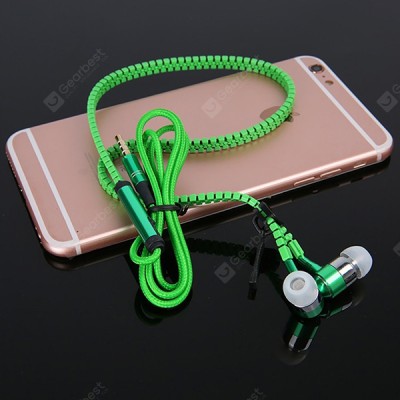 In-ear Zipper Metal Accent Bass Headphone With Microphone