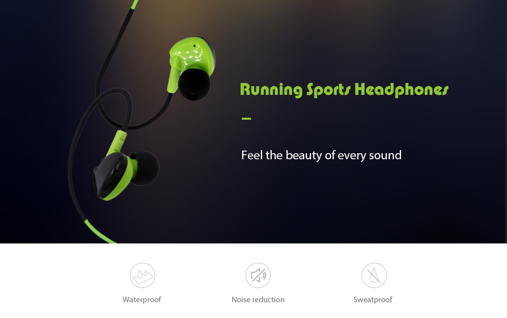 Running Sports Headphones With Wired Headset- Black