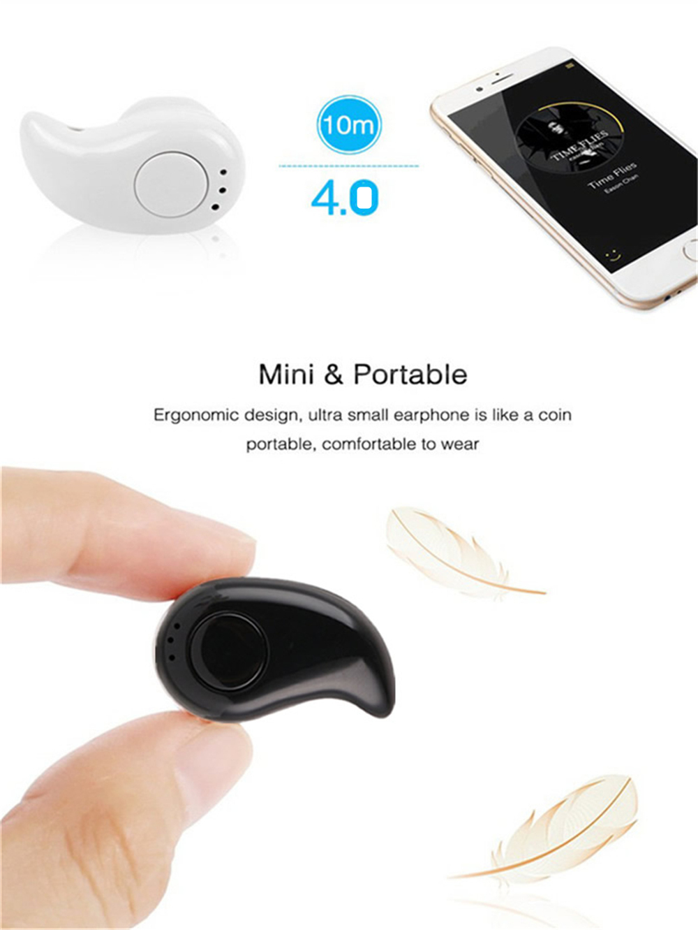 Cwxuan 2PCS Mini Wireless in-Ear Earbuds Bluetooth Earphone Headset with Mic