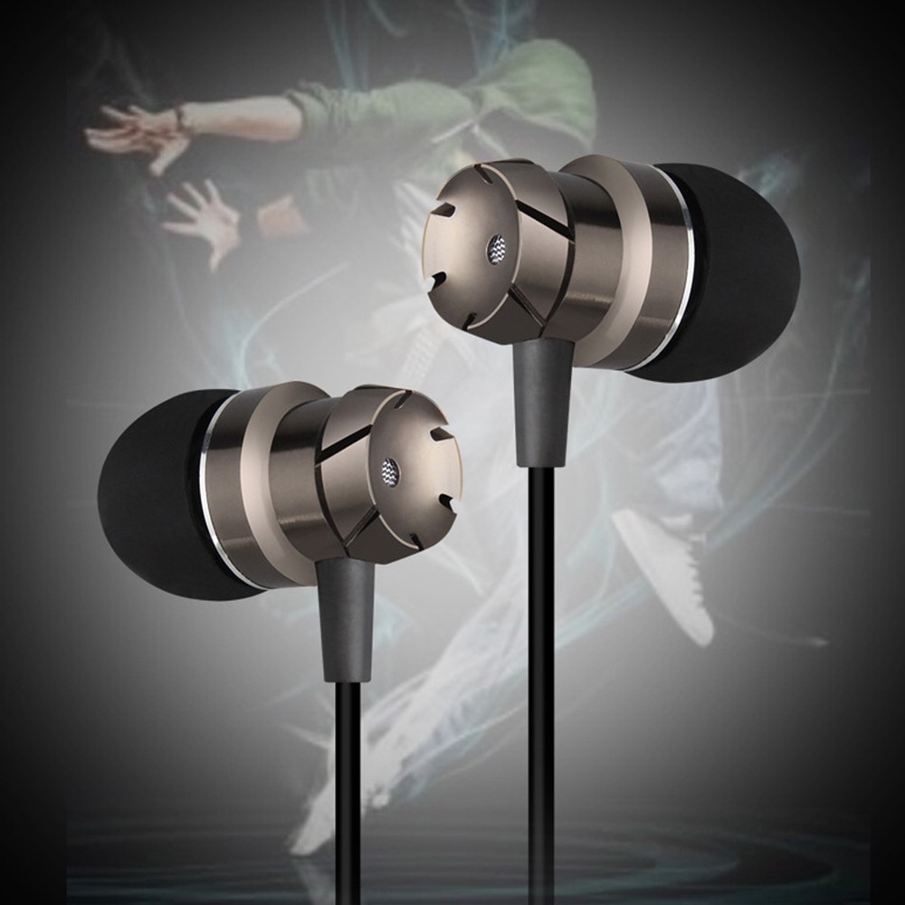 J01 Metal Turbine In-ear Subwoofer Earphone Wired Earbuds with Mic - Black