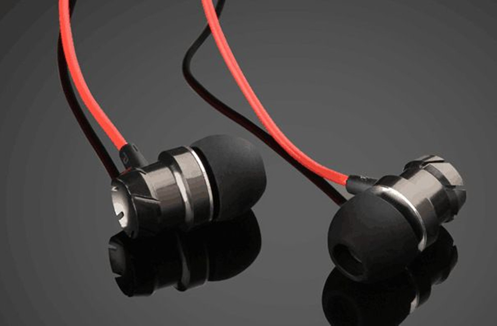 J01 Metal Turbine In-ear Subwoofer Earphone Wired Earbuds with Mic - Black