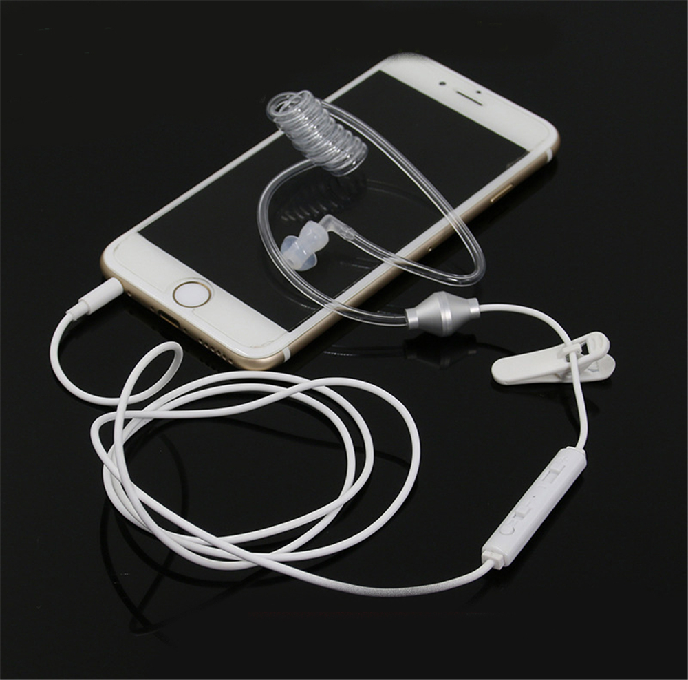 3.5mm Air Tube In Ear Phone Earphone Anti Radiation Earpiece with Microphone - Transparent