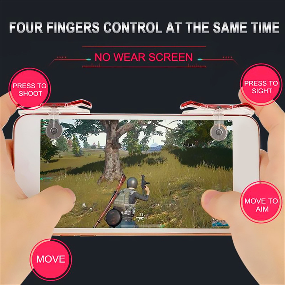 Mobile Game Fire Button Shooting Trigger Aim Key Joystick 2pcs- Red