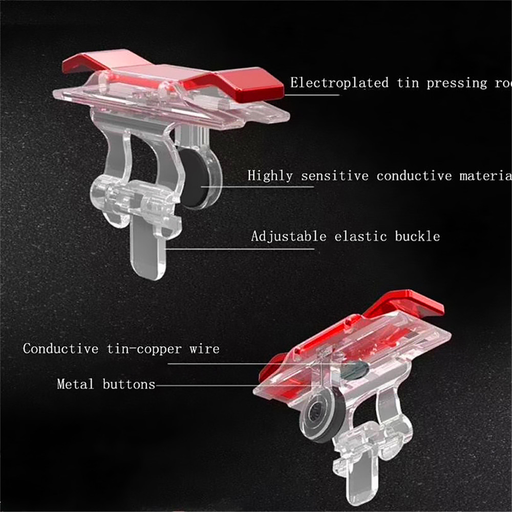 Mobile Game Fire Button Shooting Trigger Aim Key Joystick 2pcs- Red