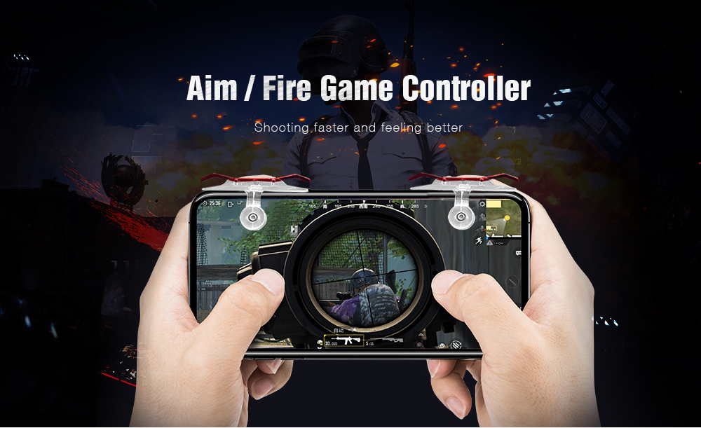 Mobile Game Fire Button Shooting Trigger Aim Key Joystick 2pcs- Red