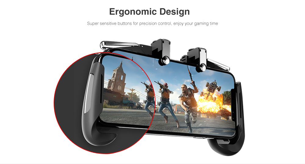 Mobile Phone Game Controller for PUBG Compatible L1R1 Trigger Joystick