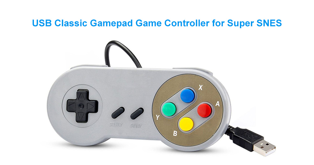 Game Controller for Super SNES USB Classic Gamepad- Gray