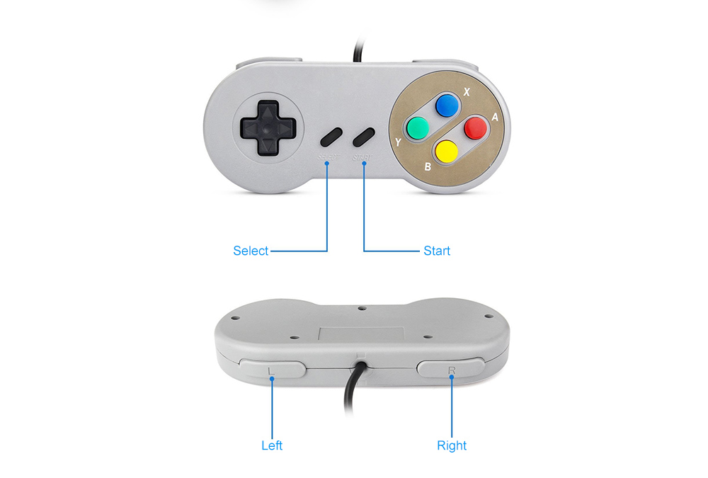 Game Controller for Super SNES USB Classic Gamepad- Gray